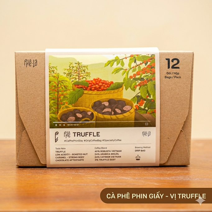 Phe La Ground Coffee Set - Box of 12 Bags, 2 Flavors