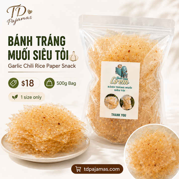 Garlic Rice Paper (Bánh Tráng Muối Siêu Tỏi) – 500g