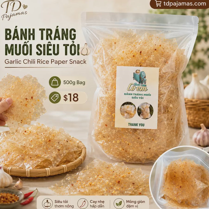 Garlic Rice Paper (Bánh Tráng Muối Siêu Tỏi) – 500g
